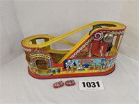 Vintage Tin Toy Roller Coaster, w/2 Cars