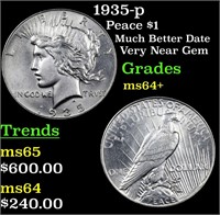 1935-p Peace $1 Grades Choice+ Unc