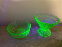 Uranium Glass Bowl and Glass