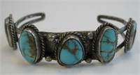 Old Pawn Sterling Silver & Turquoise Bracelet