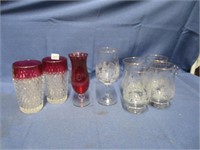 vintage cranberry glass, bar glasses .