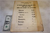 antique Pueblo Barbers Union paper Sign