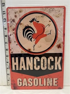 Metal sign- Hancock Gasoline