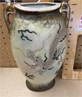 Tall Japanese vase with applied dragon design