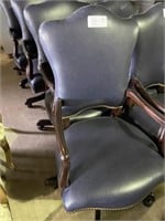 4 Rolling Blue Leather Chairs by Century Furniture