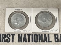 PAIR of 1964 Kennedy Half Dollar Coins
