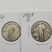 1928 & 1929 S STANDING LIBERTY QUARTERS