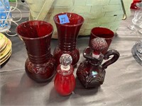 Various Ruby Glass Type Items