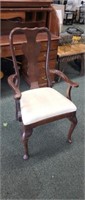 Vintage wood frame upholstered Captain chair