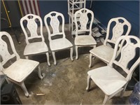 6 wood chairs-most very sturdy, one little loose