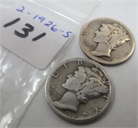 2 - 1926-S Mercury silver dimes