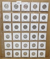 30 - Mercury silver dimes, 1917's