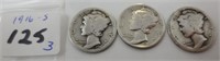 3 - 1916-S Mercury silver dimes