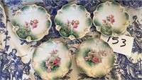 Five Antique RS Prussia 5.75 in Porcelain Plates.