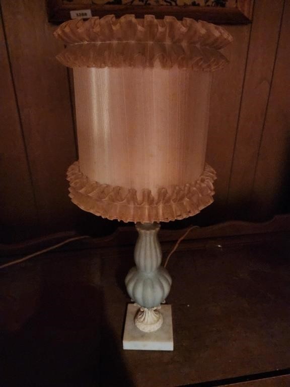 20" marble bottom light blue lamp