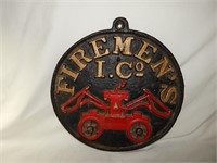 Vintage Cast Iron Firemen's Insurance Co. Plaque