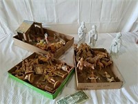3 boxes Creche and assorted Creche figures