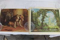 Collection of 4 vintage color litho rolled prints