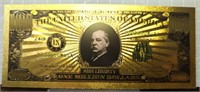 24k gold-plated banknote Grover Cleveland