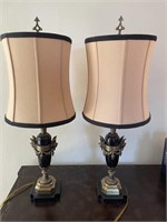 Laquer Brass & Black Stone Table Lamps