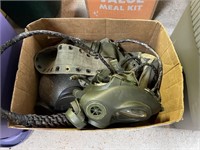 VTG. MILITARY GAS MASK, MILITARY CLOTHING AND MORE