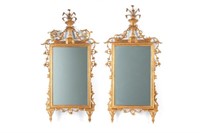 PAIR OF ADAM'S STYLE CARVED GILTWOOD MIRRORS