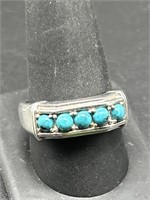 Sterling Silver w/ Turquoise Ring, Size 10.5
,