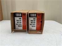 2 1969 FORD BOSS 302 MUSTANG AND TRAILER SETS