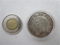 1$ Canada 1952 argent AU 50