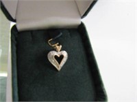 10K Yellow Gold Diamond Heart Shaped Pendant