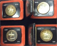 4- Canadian Silver Dollars, 1873-1973