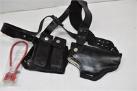 Leather Shoulder Gun Holster with Clip Slots