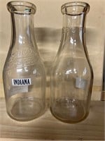 Lot of two Milk Bottles, both Indiana