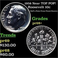 Proof 1958 Roosevelt Dime Near TOP POP! 10c Graded