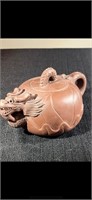 Chinese zi-she tea pot with dragon .Width:15 cm