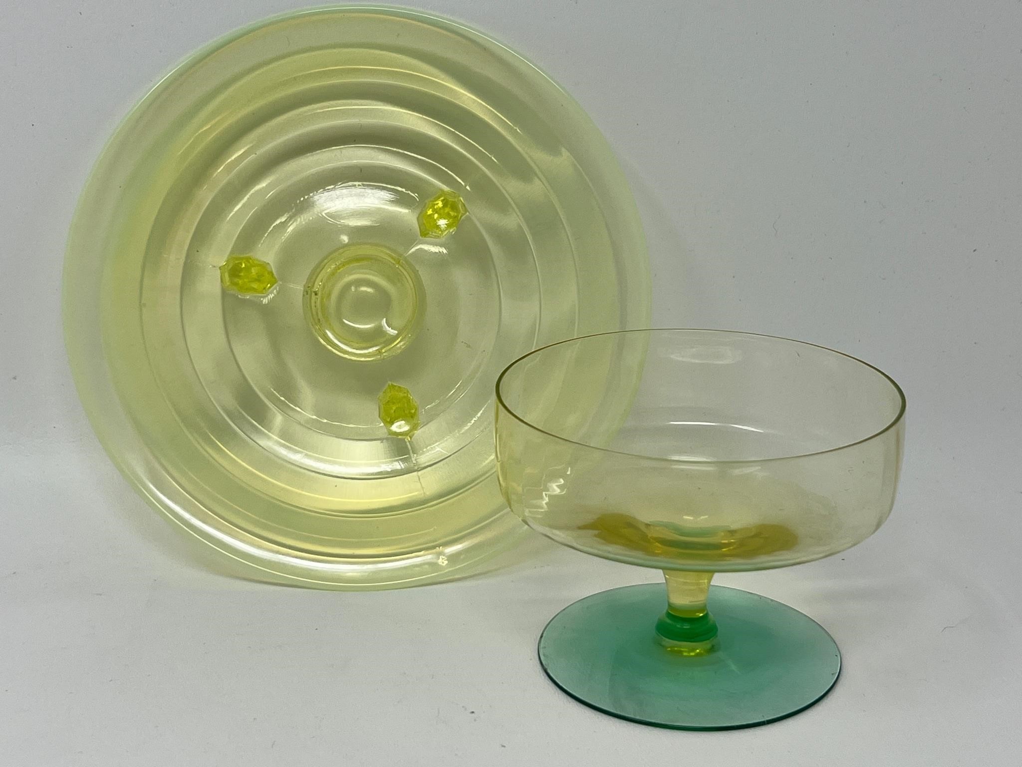 Uranium Glass Footed Plate & Dish