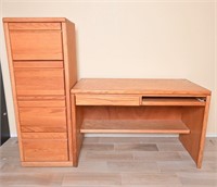 Vintage Oak Desk & File Cabinet