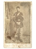 CDV Photo Portrait Soldier in Uniform w Bayonete
