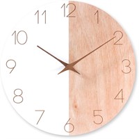 $12  TONZOM 12in Wood Wall Clock Silent Boho Style