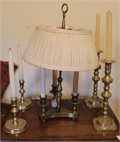 Vintage Brass Lamp w/ Candle Holders