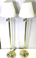 Matching Pair of Brass Finish Floor Lamps