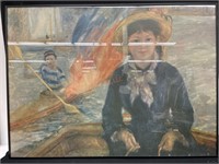 Woman in Boat with Canoeist Framed Print