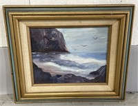 (RK) Helen Sunblade Ocean & Rocks Oil Painting