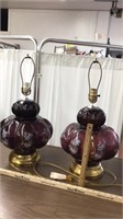 Vintage Amethyst Glass Beaded Bubble Lamp