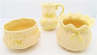 Belleek China Ribbon Sugar Bowls & Creamer