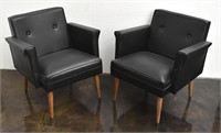 Two Black Faux Leather Occasional Chairs