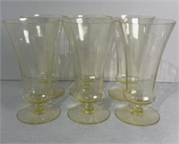 (6) YELLOW DEPRESSION FOOTED GLASSES