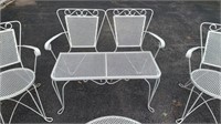 Vintage Wrought Iron Mesh Patio Set