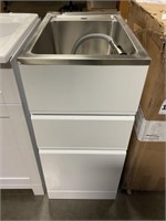 White Cabinet w/ Stainless Steel Sink and Faucet