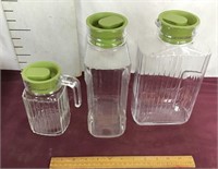 Three Glass Refrigerator Beverage Containers